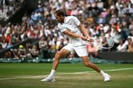 Daniil Medvedev in action at Wimbledon